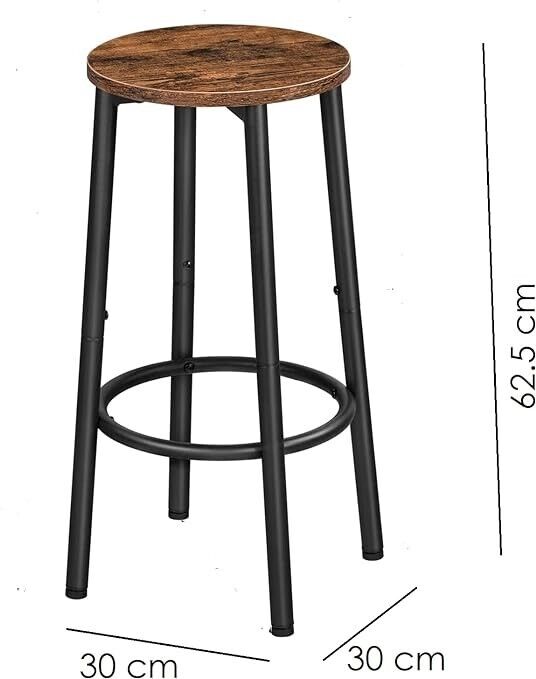 Bar Stools Set of 2 Industrial Bar Stools Metal Frame Barstools with Round Top