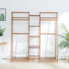 Wooden Clothes Rail Rack Garment Hanging Stand Open Wardrobe w/Bottom&Top Shelf