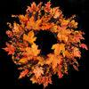 Autumn Fall Door Wreath Autumn Maple Leaf with LED Harvest Front Door Home Decor