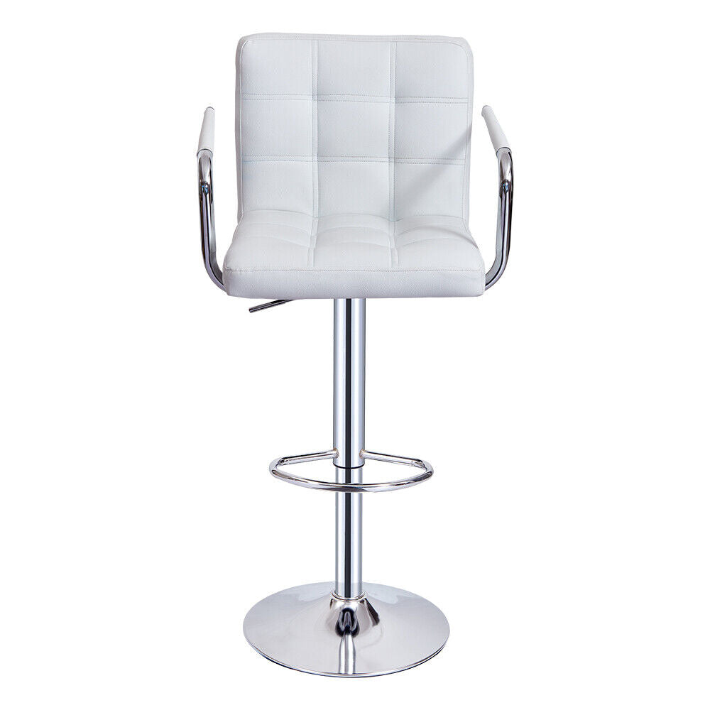 Bar Stools Set of 2 PU Leather Swivel Height Adjustable Bar Chairs With Backrest