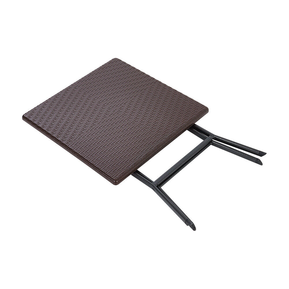 Rattan Garden Dining Table and Chairs Set Folding Camping BBQ Picnic Table Bench