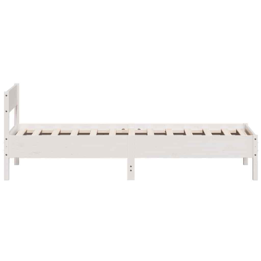 BaraSh Bed Frame with Headboard White 90x200 Solid Wood Pine,Platform Bed P0P2