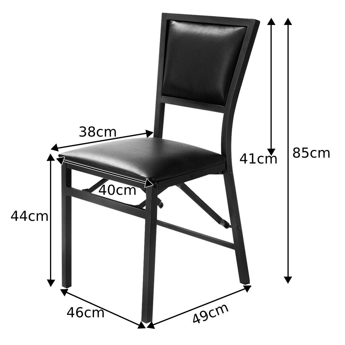 Set of 2 Padded Folding Chair Metal Frame Counter Height Dining Chairs