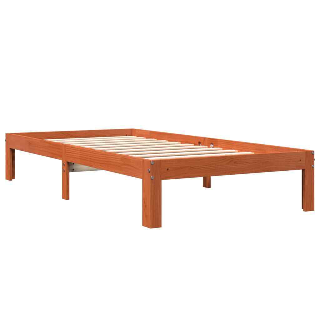 BaraSh Bed Frame Wax Brown 90x200 Solid Wood Pine,Platform Bed Frame,For Y7Q2