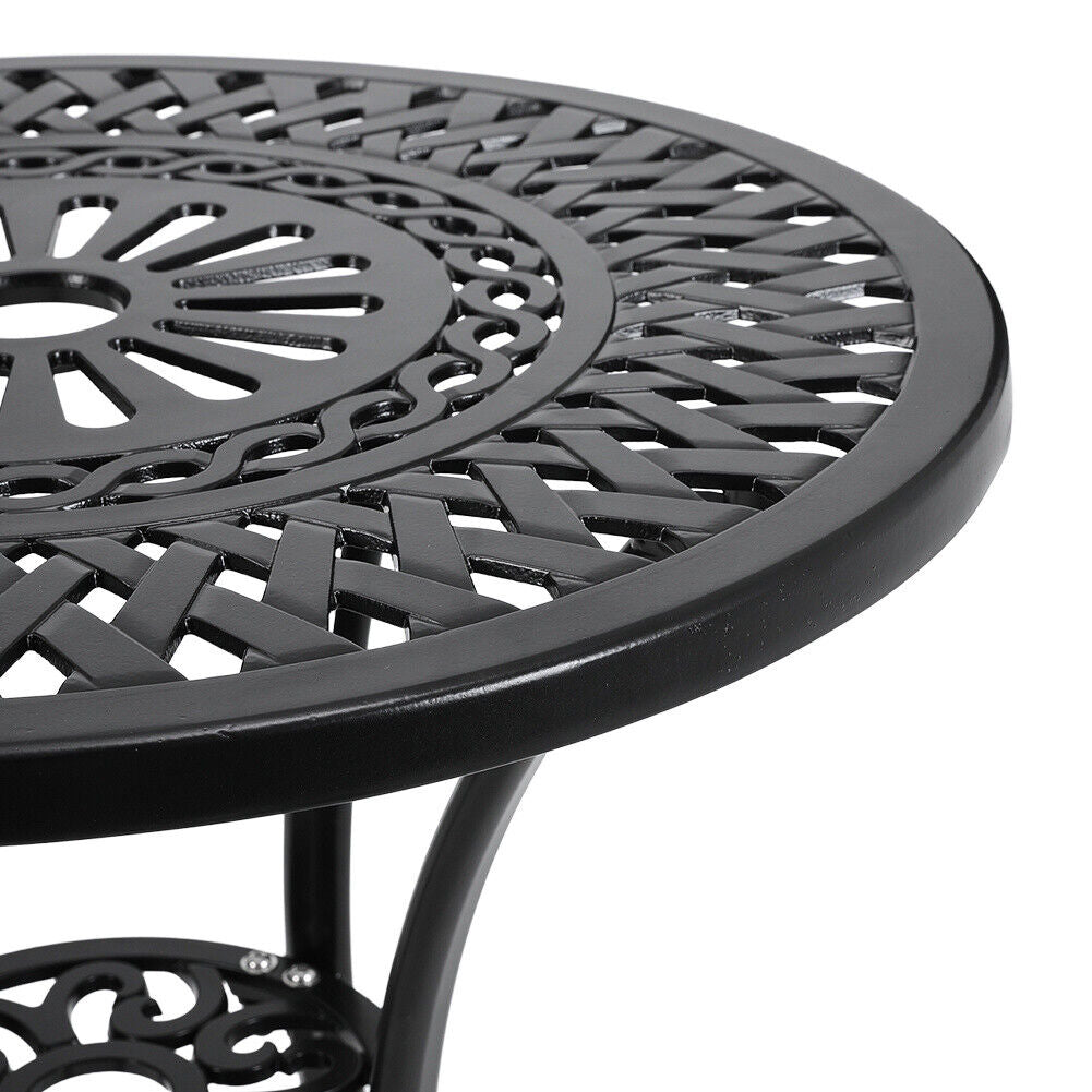 Outdoor Dining Table Round Cast Aluminum Patio Dining Table with Umbrella Hole