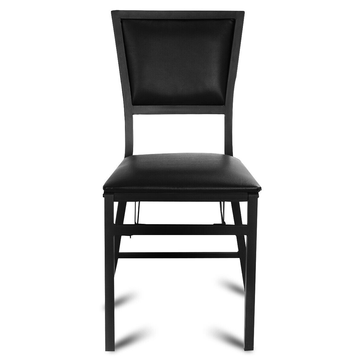 Set of 2 Padded Folding Chair Metal Frame Counter Height Dining Chairs