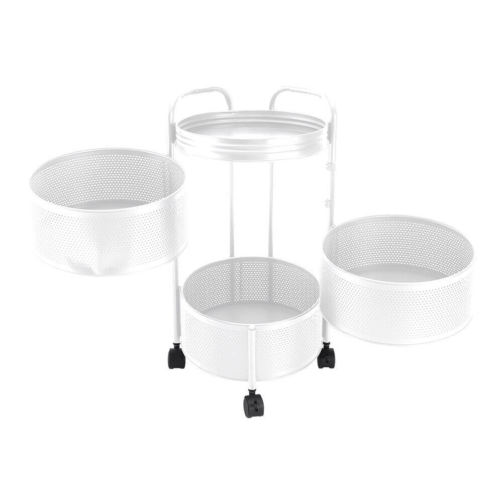 Mobile Metal Kitchen Rotating Storage Trolley Cart Utility Vegetable Shelf Rack