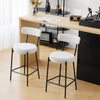 Bar Stools Set of 2 Boucle Fabric Breakfast Kitchen Islands Counter Chairs White