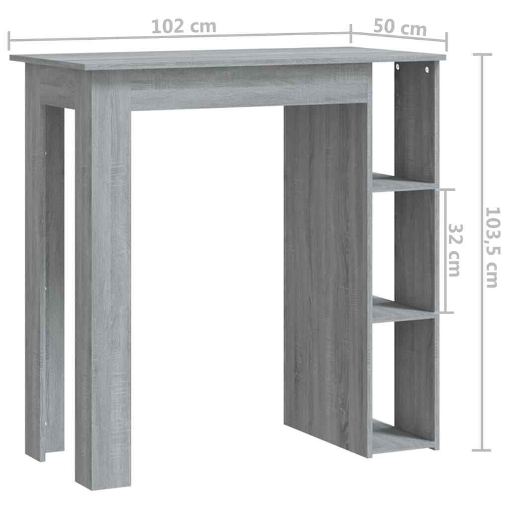 Bar Table with Shelf Grey Sonoma 102x50x103.5 cm Engineered Wood HOT