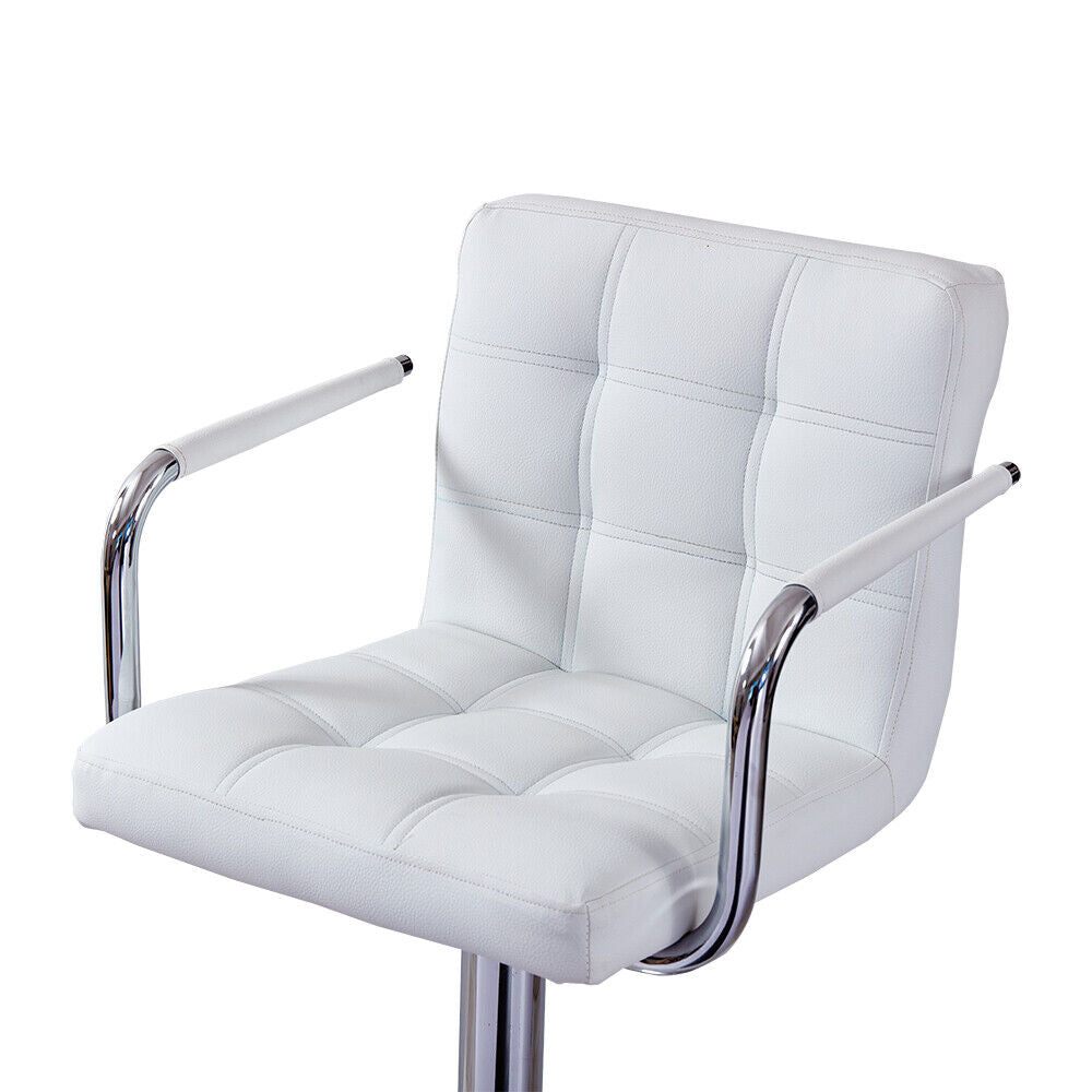 Bar Stools Set of 2 PU Leather Swivel Height Adjustable Bar Chairs With Backrest