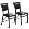 Set of 2 Padded Folding Chair Metal Frame Counter Height Dining Chairs
