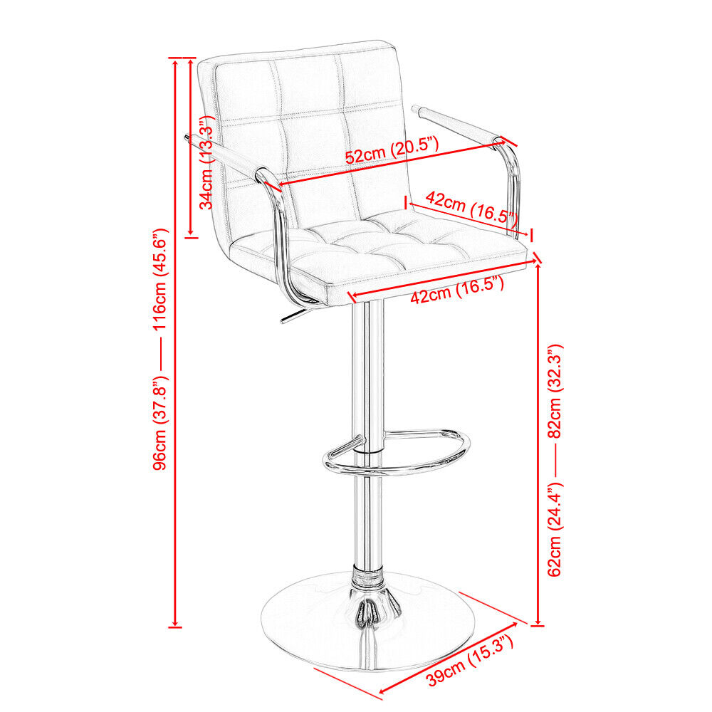 Bar Stools Set of 2 PU Leather Swivel Height Adjustable Bar Chairs With Backrest