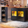 BAR TABLE WITH STORAGE CABINET KITCHEN ISLAND LED SIDEBOARD & 3 TIER SPICE RACK