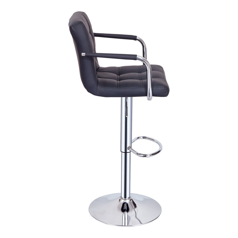 Bar Stools Set of 2 PU Leather Swivel Height Adjustable Bar Chairs With Backrest