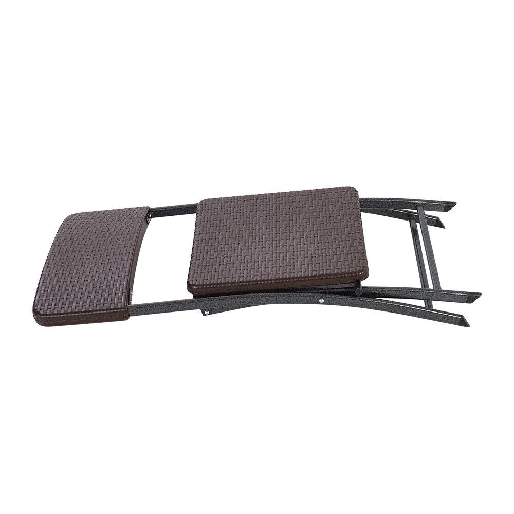 Rattan Garden Dining Table and Chairs Set Folding Camping BBQ Picnic Table Bench