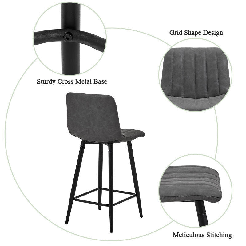 Bar Stools X2 Faux Leather Bar Chairs With Footrest Kitchen Furniture Modern