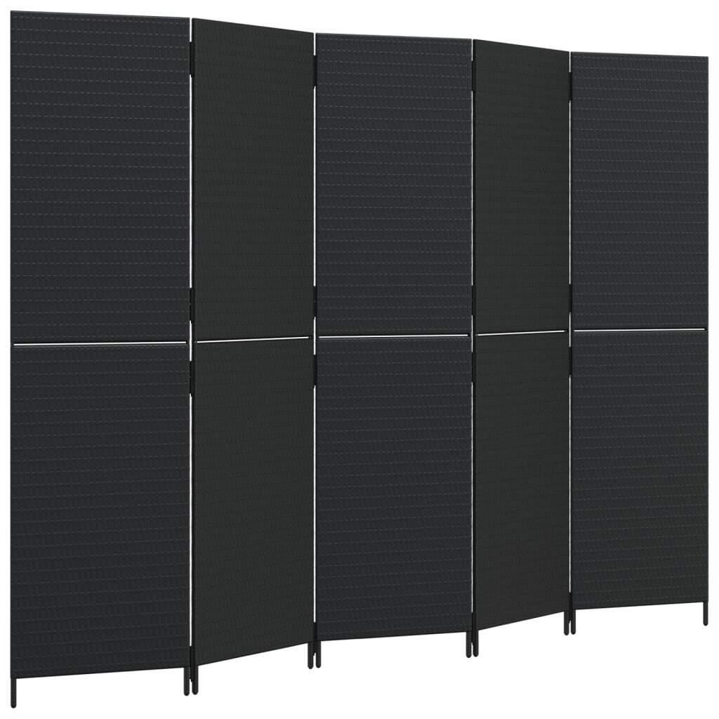 ' Multipurpose Indoor & Poly Rattan Room Divider - Black, Easy to Fold, D2V3