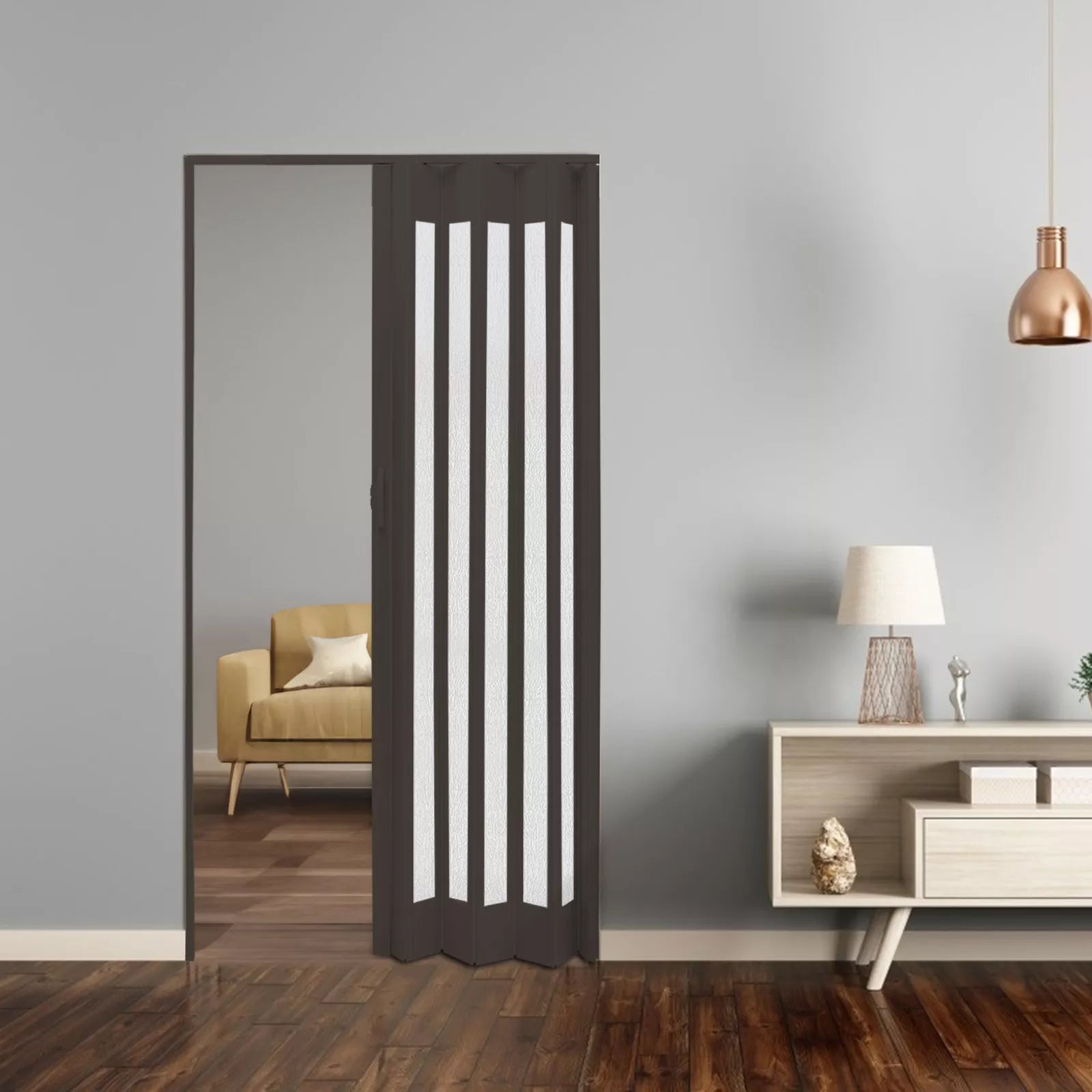 Internal Bi Folding Concertina Accordion Door PVC Sliding Divider Doors Bathroom