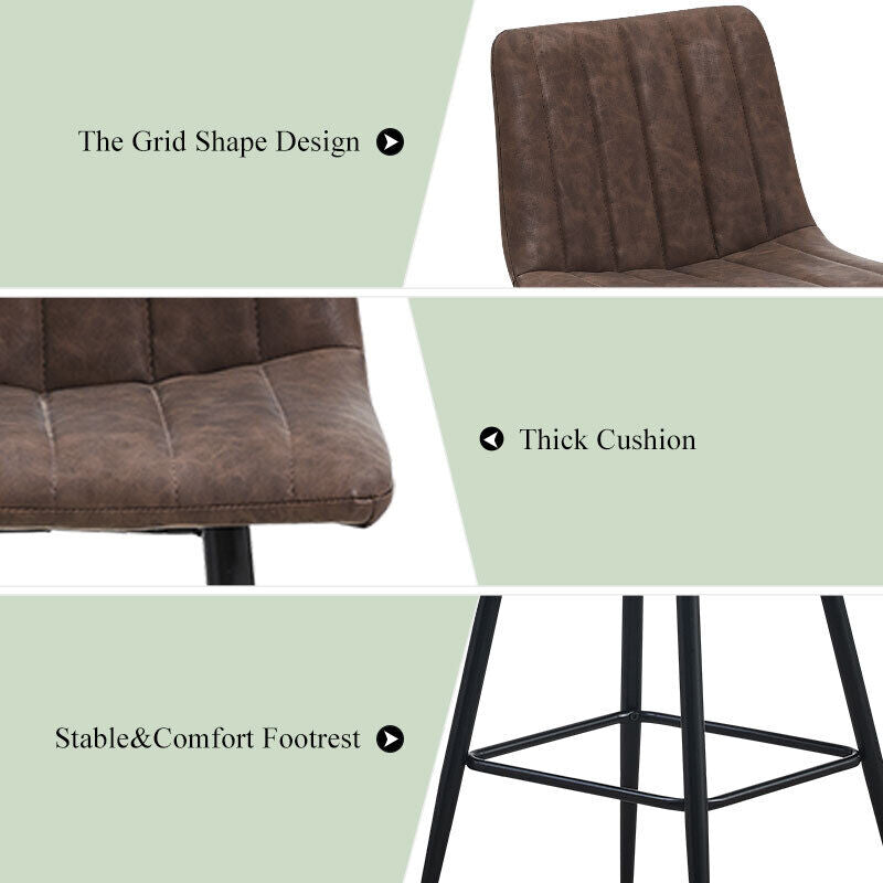 Bar Stools X2 Faux Leather Bar Chairs With Footrest Kitchen Furniture Modern