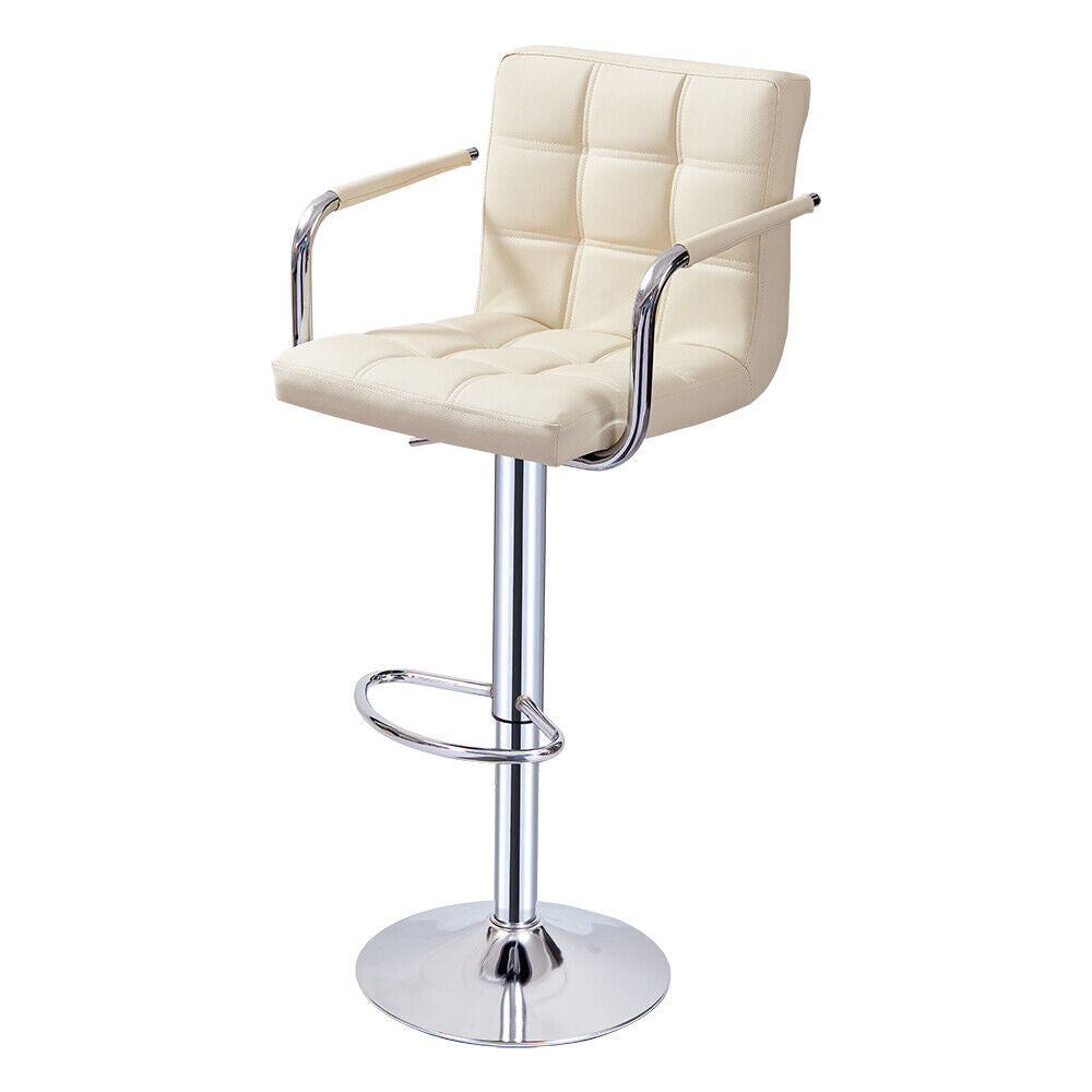 Bar Stools Set of 2 PU Leather Swivel Height Adjustable Bar Chairs With Backrest