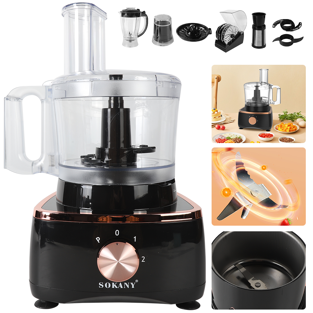 1000W Food Processor Blender 9-in-1 Chopper Juicer Dough Blade Shredder UK