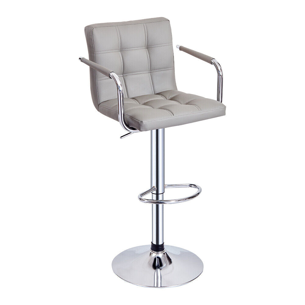 Bar Stools Set of 2 PU Leather Swivel Height Adjustable Bar Chairs With Backrest