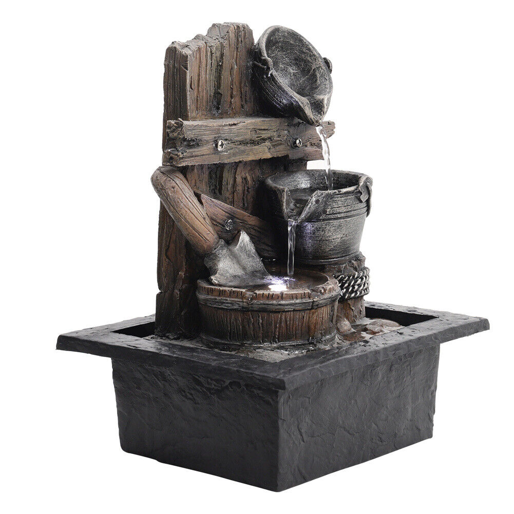 Garden Water Feature Fountain LED Lights Indoor Outdoor Statue Electric Powered