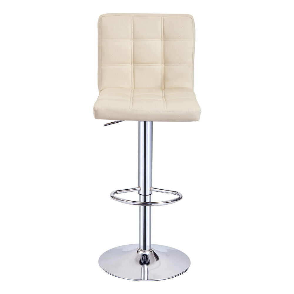 Bar Stools Set of 2 PU Leather Swivel Height Adjustable Bar Chairs With Backrest