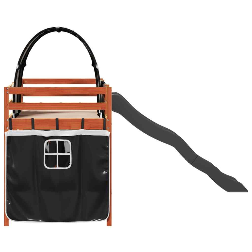 ' Loft Bed with Tunnel White&Black 90x200 Solid Wood Pine Y1B7