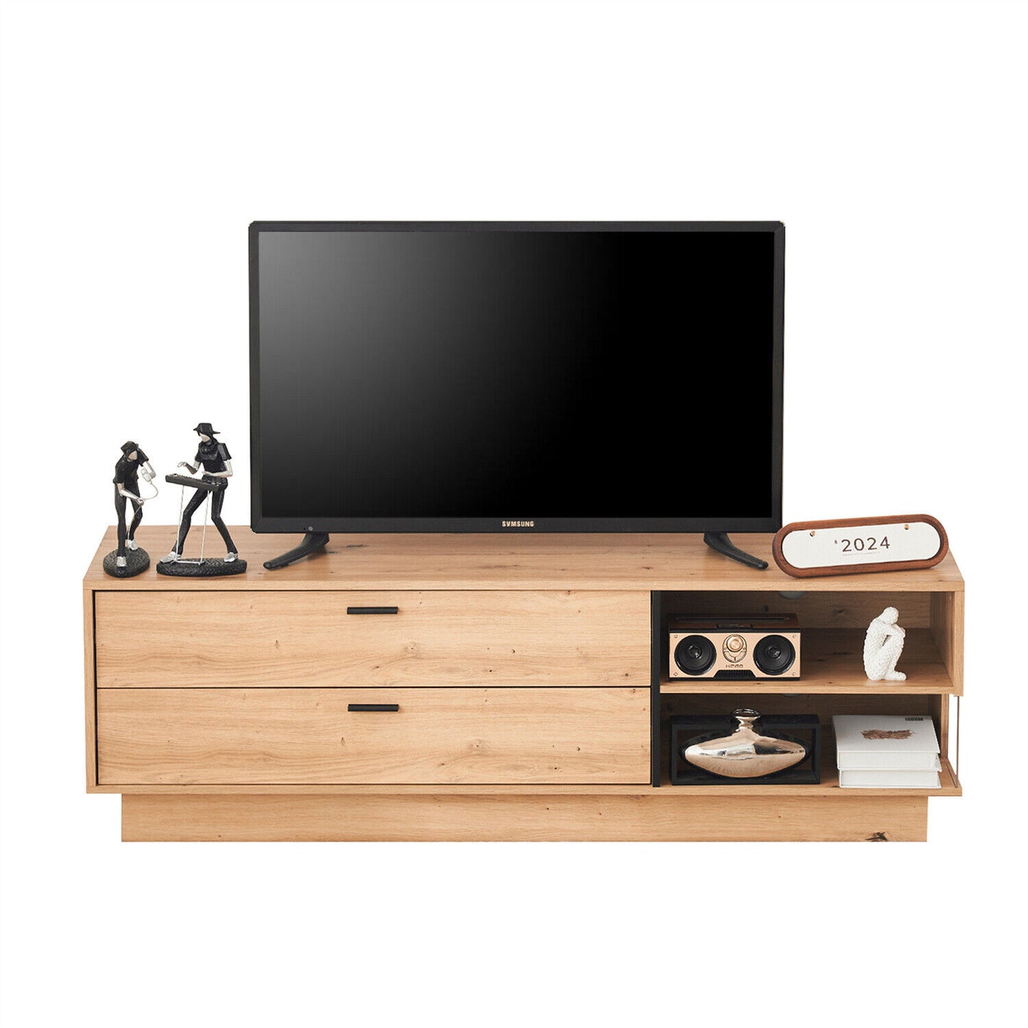 TV Stand Cabinet Entertainment Center Modern TV Unit with Drawer Storage Oak