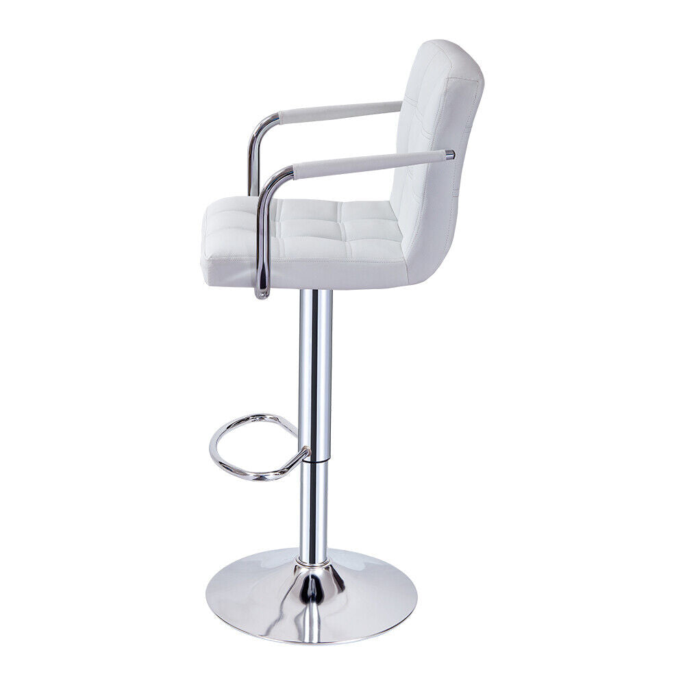 Bar Stools Set of 2 PU Leather Swivel Height Adjustable Bar Chairs With Backrest