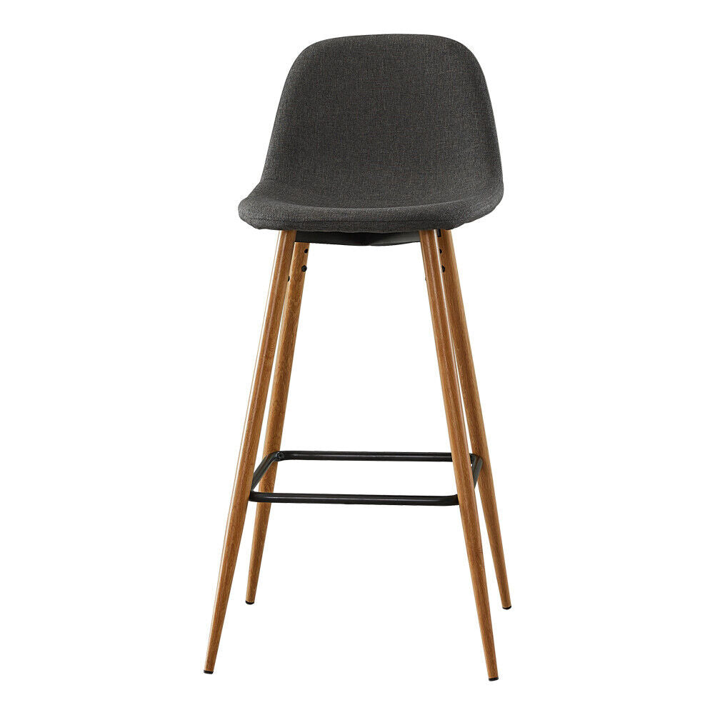 2X Bar Stools Fabric/Faux Leather Pub Chairs Breakfast Kitchen Metal Leg Modern