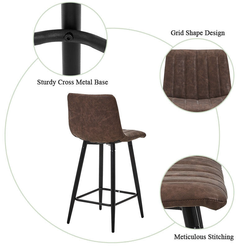 Bar Stools X2 Faux Leather Bar Chairs With Footrest Kitchen Furniture Modern