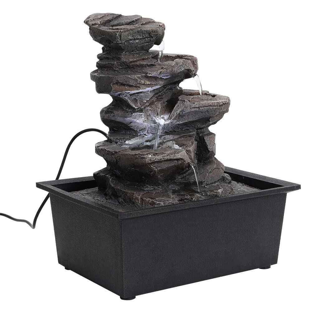 Garden Water Feature Fountain LED Lights Indoor Outdoor Statue Electric Powered