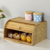 Bamboo Wooden Bread Bin Roll UpDoor Counter Rack Food Storage Box Loaf Container