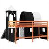 ' Loft Bed with Tower White&Black 90x200 Solid Wood Pine T8E2