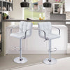 Bar Stools Set of 2 PU Leather Swivel Height Adjustable Bar Chairs With Backrest
