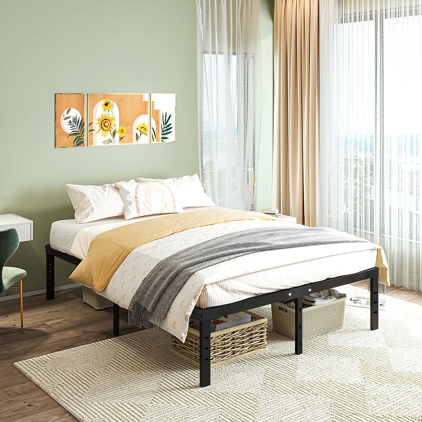 Metal Bed Frame Single/Double/King Size Bed Platform 3ft 4ft6 5ft Bed Base UK