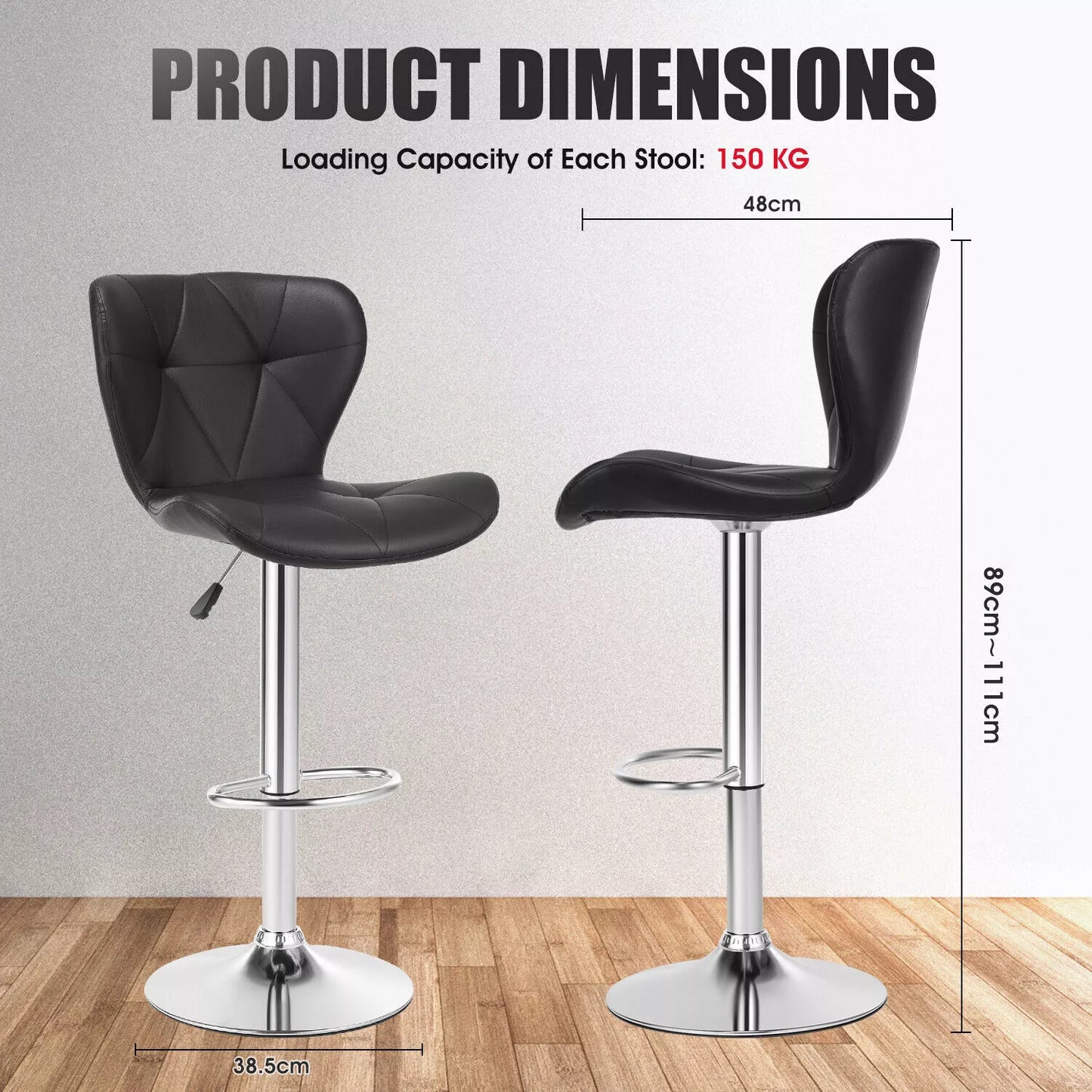 2 X BAR STOOLS KITCHEN SWIVEL PU LEATHER STOOLS DINING ROOM BREAKFAST PUB CHAIRS