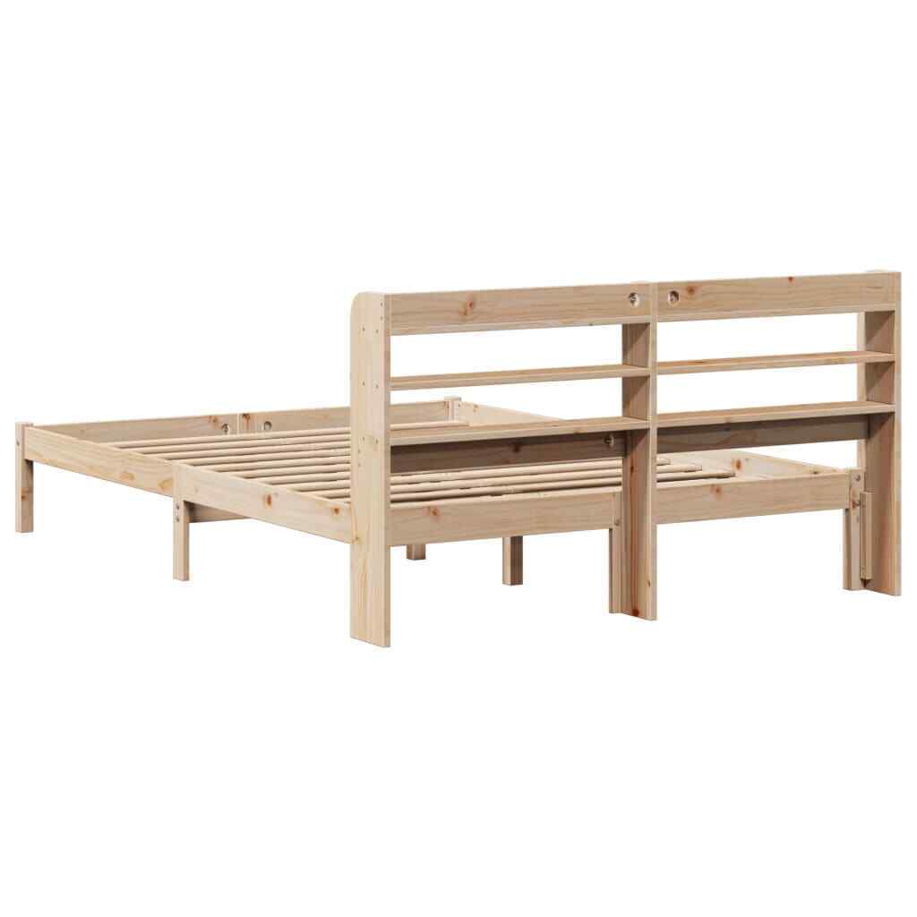 Bed Frame with Headboard 140x200 Solid Wood Pine H6U5