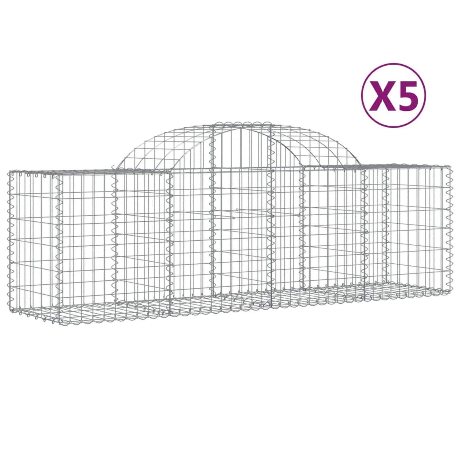 BaraSh Arched Gabion Baskets 5 pcs 200x50x60/80 Galvanised ,Gabion Wall H6F8