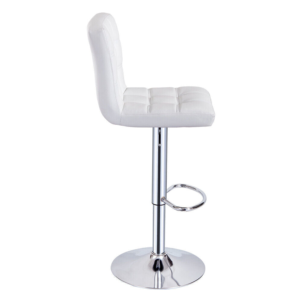 Bar Stools Set of 2 PU Leather Swivel Height Adjustable Bar Chairs With Backrest