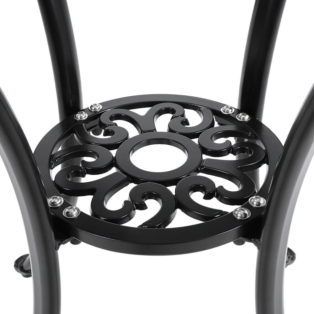 Outdoor Dining Table Round Cast Aluminum Patio Dining Table with Umbrella Hole