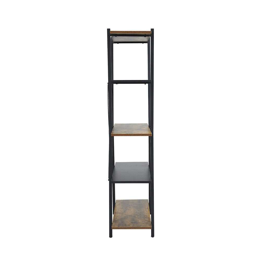 Wooden Bookshelf Bookcase Industrial Style Shelves 5 Tier Display Rack Organiser