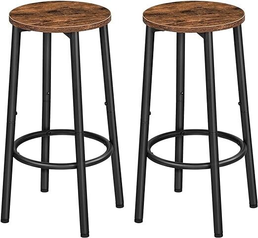 Bar Stools Set of 2 Industrial Bar Stools Metal Frame Barstools with Round Top