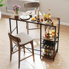 Bar Table Dining Table with Storage Shelves Wine Racks Brown