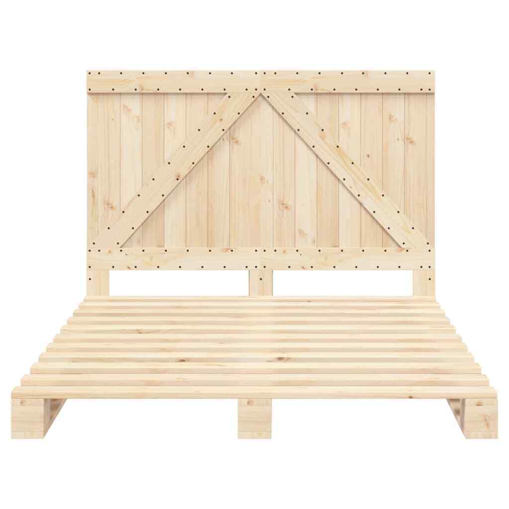 Bed Frame with Headboard 140x200 Solid Wood Pine K3Q9