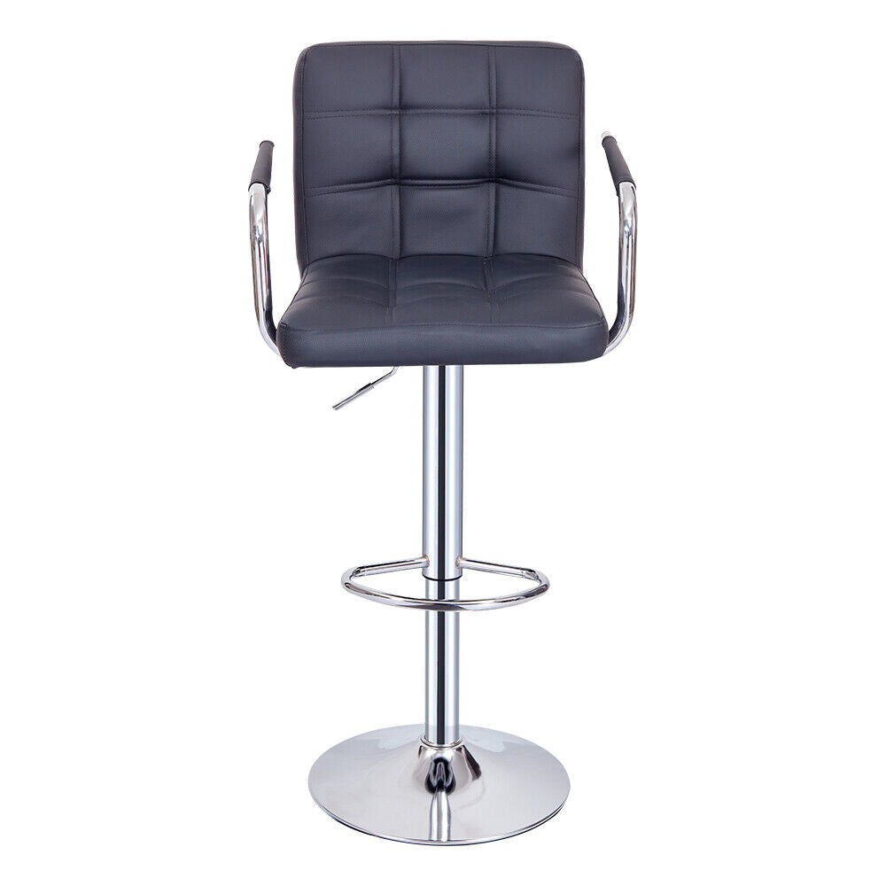 Bar Stools Set of 2 PU Leather Swivel Height Adjustable Bar Chairs With Backrest