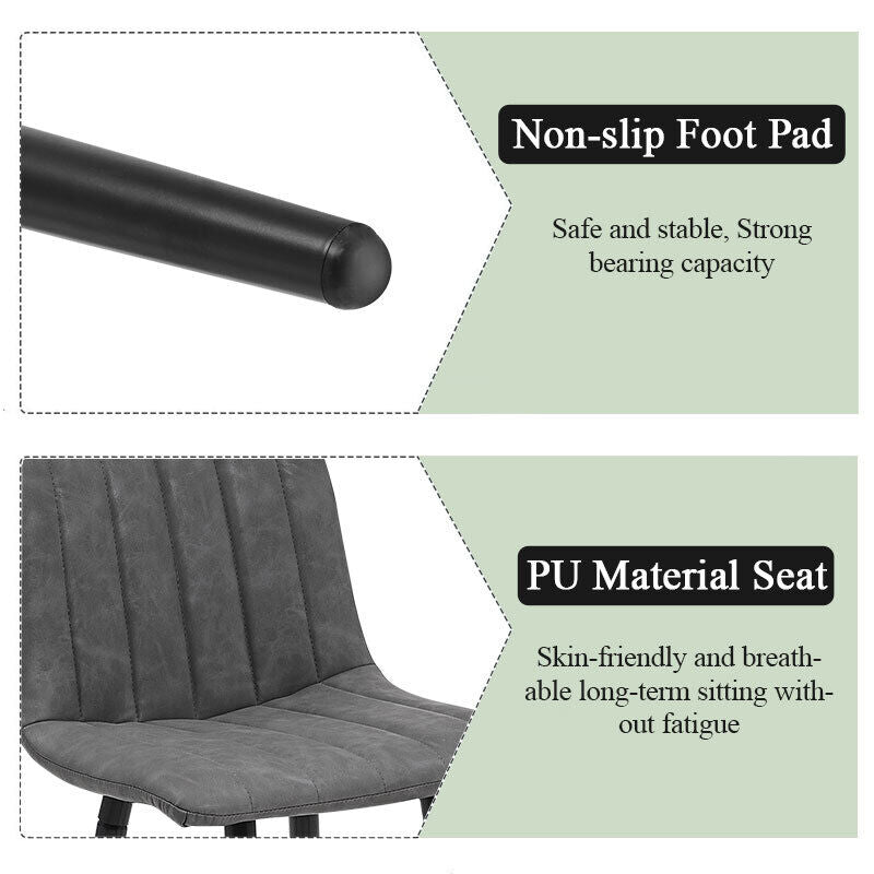 Bar Stools X2 Faux Leather Bar Chairs With Footrest Kitchen Furniture Modern