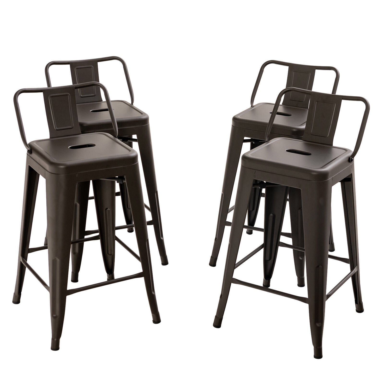 Bar Stools Set of 4 Restaurant Metal Dining Chairs Side Chairs w/Removable Back